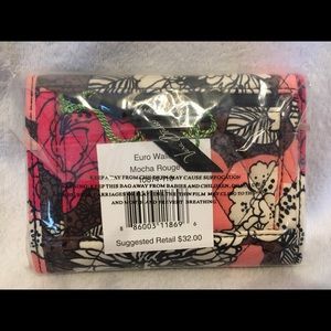 NWT Vera Bradley Mocha Rouge Euro Wallet